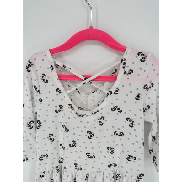 Dotdotsmile Girls Dress Size 5/6 White with Black Panda Bear Print New With Tags - Picture 4 of 5